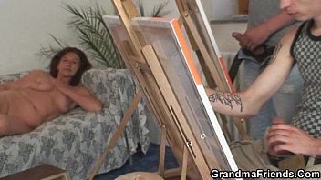 Naughty Granny Swallows Two Young Dicks